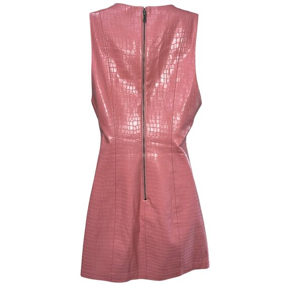 Alice + Olivia Daven Croc Embossed Faux Leather Sheath Dress Rose Size 2 - Picture 5 of 10